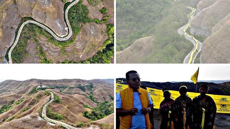 Partai Golkar mencatatkan prestasi melalui pembentangan dan perarakan lebih dari 2.200 bendera sepanjang 1.062 meter di kawasan perbukitan Hiliwuku–Piarakuku, Kabupaten Sumba Timur, Nusa Tenggara Timur (NTT).