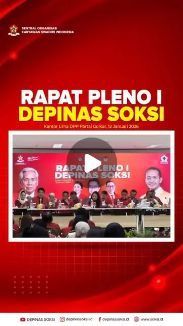 SOKSINEWS on Instagram: "Dewan Pimpinan Nasional Sentral Organisasi Karyawan Swadiri Indonesia (Depinas SOKSI) menggelar Rapat Pleno I (Pertama) pada Senin, 12 Januari 2026, di Grha Golkar, Kemanggisan, Jakarta Barat.Rapat ini menjadi forum awal untuk m